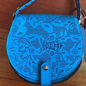 Rebecca Minkoff perforated blue leather crossbody